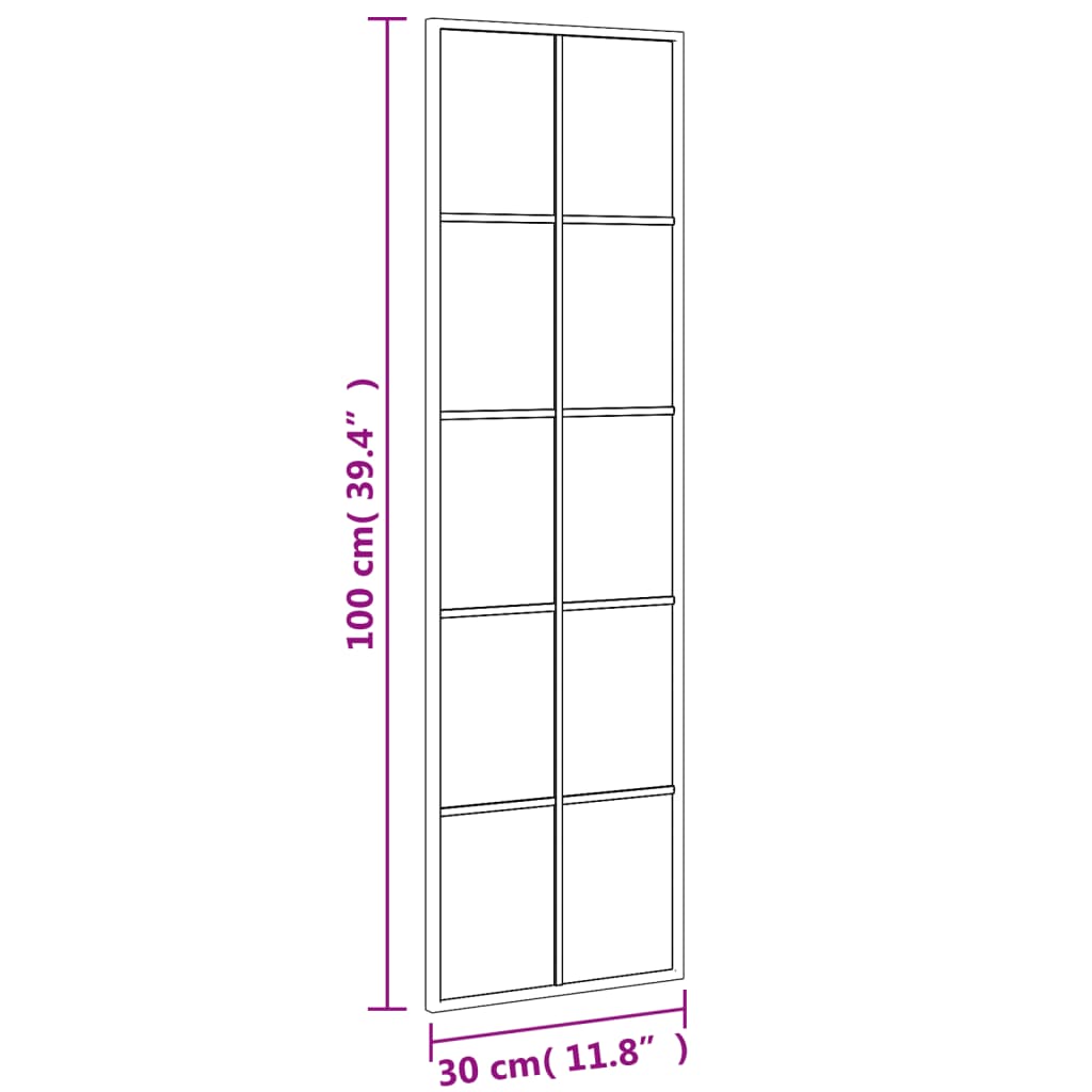 Wall Mirror Black 11.8x39.4 Rectangle Iron