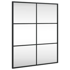 Wall Mirror Black Glass and Powder-Coated Iron 19.7x23.6 in Tough