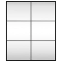 Wall Mirror Black Glass and Powder-Coated Iron 19.7x23.6 in Tough
