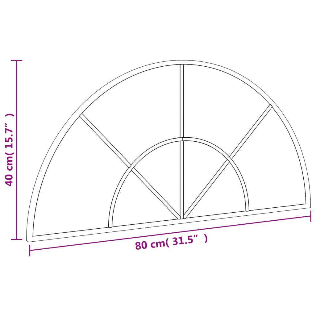Wall Mirror Black 31.5x15.7 Arch Iron