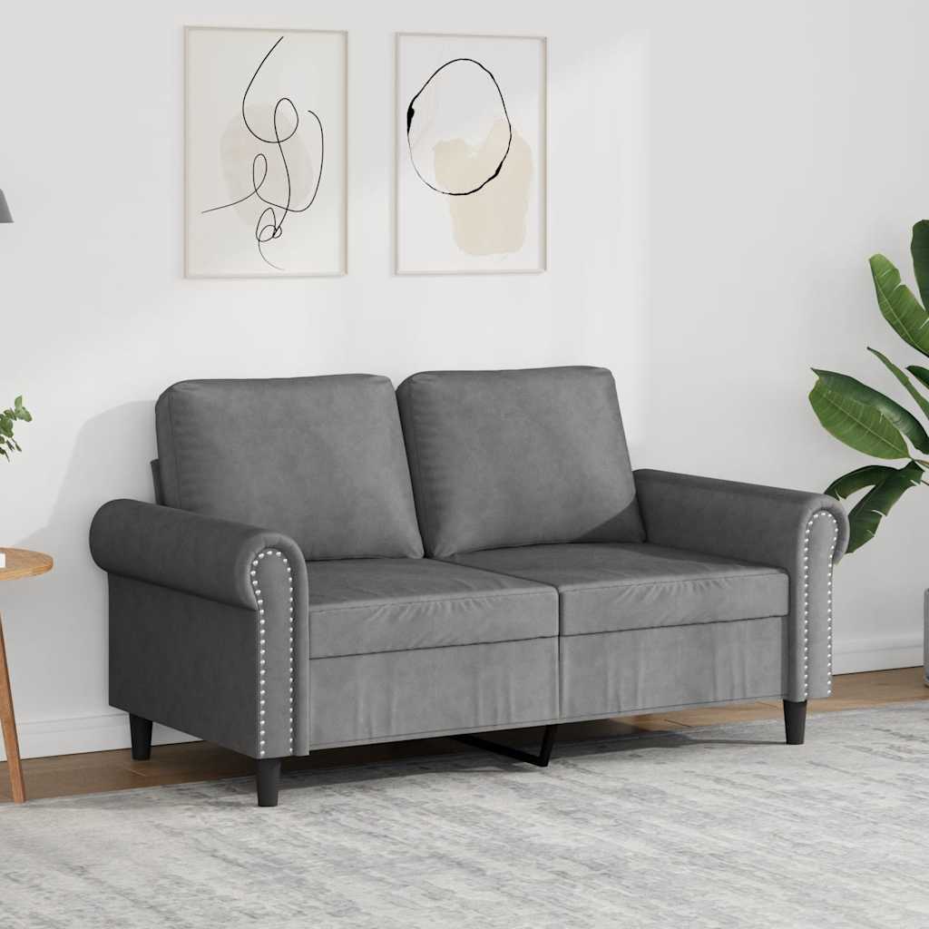 2-seater Sofa Dark grey Velvet (100% polyester), metal, textilene