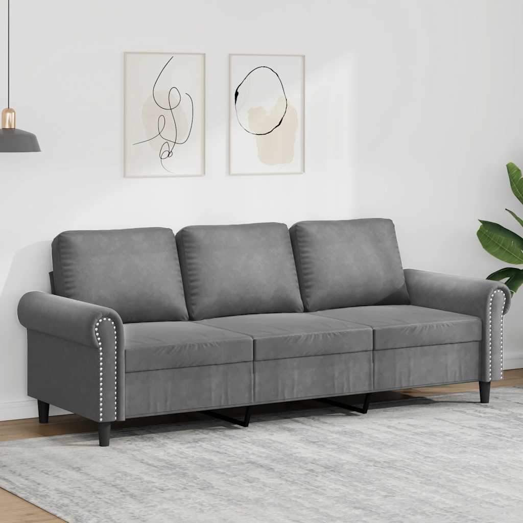 3-seater Sofa Dark Grey Velvet (100% polyester) 3-seater Durable