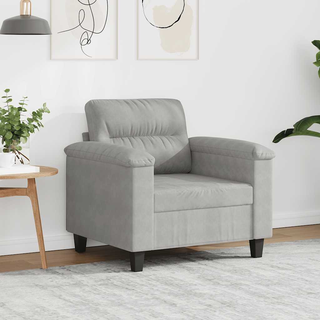 Sofa Chair Light Grey Microfiber, Metal, Plywood Single Durable