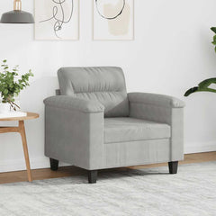 Sofa Chair Light Grey Microfiber, Metal, Plywood Single Durable