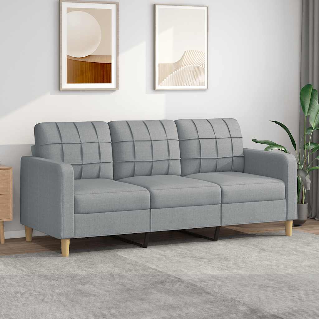 3-seater Sofa Light Grey Fabric (100% polyester), metal, textilene