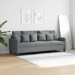 3-Seater Sofa Light Grey 100% Polyester Fabric, Metal, Textilene