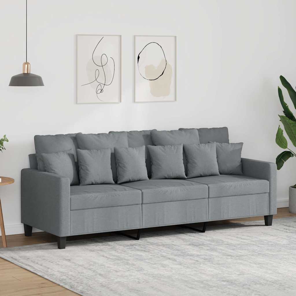 3-Seater Sofa Light Grey 100% Polyester Fabric, Metal, Textilene