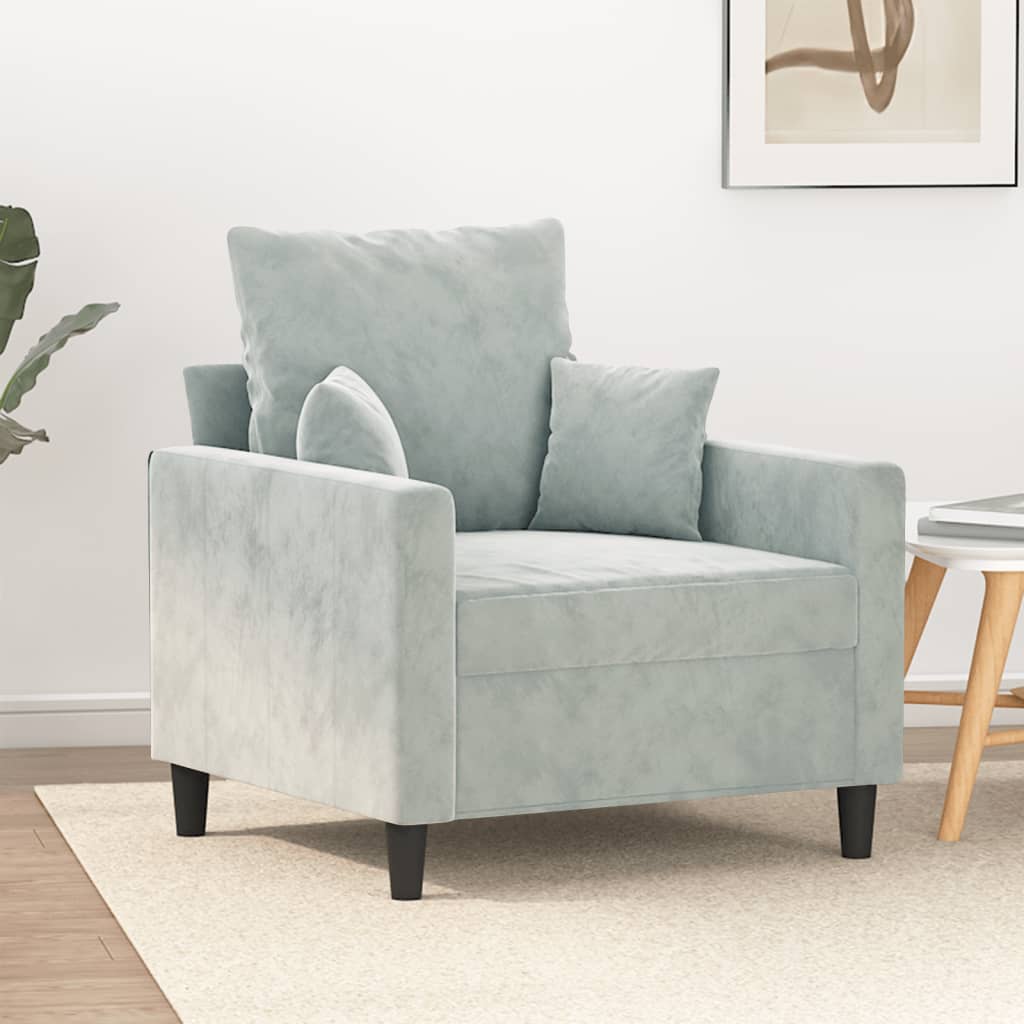 Sofa Chair Light grey Velvet (100% polyester), metal, textilene