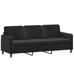 3-Seater Sofa Black Velvet, Metal, Textilene, Foam Large Durable