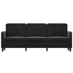 3-Seater Sofa Black Velvet, Metal, Textilene, Foam Large Durable