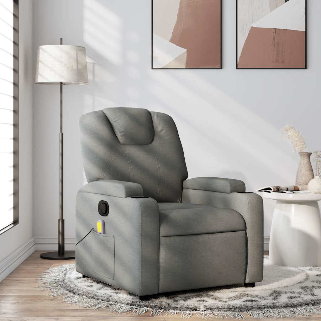 Massage Recliner Chair Dark grey 100% polyester, metal, plywood