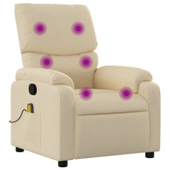 Massage Recliner Chair Cream Polyester fabric, metal, plywood