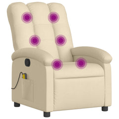 Massage Recliner Chair Cream Fabric (100% polyester), Metal, Plywood