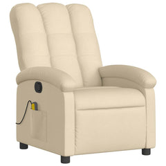 Massage Recliner Chair Cream Fabric (100% polyester), Metal, Plywood