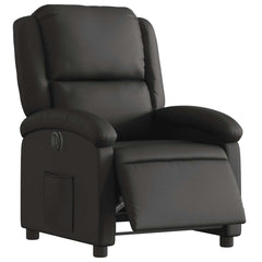 Electric Recliner Chair Black Real Leather