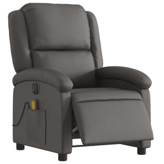 Electric Massage Recliner Chair Gray Real Leather