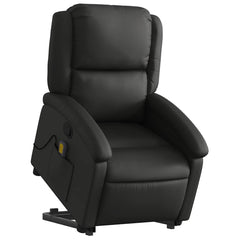 Stand up Massage Recliner Chair Black Real Leather