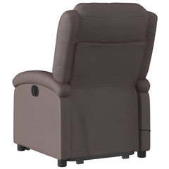 Stand up Massage Recliner Chair Dark Brown Real Leather
