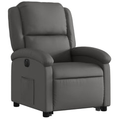 Electric Stand Up Recliner Chair Gray Genuine leather, metal, plywood