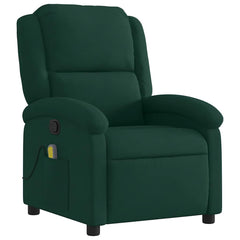 Massage Recliner Chair Dark Green Velvet, Metal, Plywood Medium