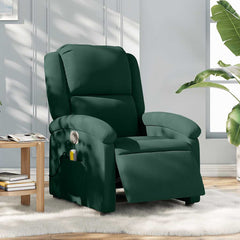 Electric Massage Recliner Chair Dark Green Velvet Large