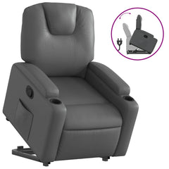 Stand Up Recliner Chair Grey Faux leather, metal, plywood Single