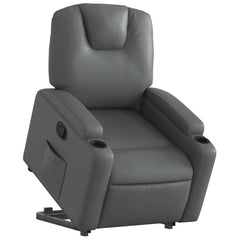 Stand Up Recliner Chair Grey Faux leather, metal, plywood Single