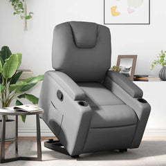 Stand Up Recliner Chair Grey Faux leather, metal, plywood Single
