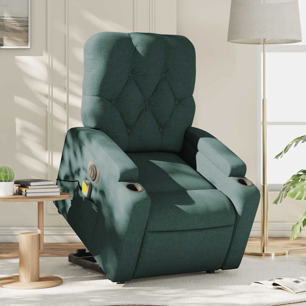 Electric Stand Up Massage Recliner Chair Dark green