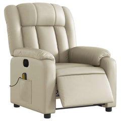 Electric Massage Recliner Chair Cream Faux Leather