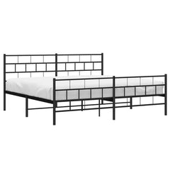 Metal Bed Frame Black Powder-Coated Steel Full Metal Bed Frame