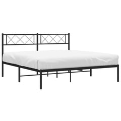 Metal Bed Frame Black Steel 53 x 74.8 in Metal Bed Frame