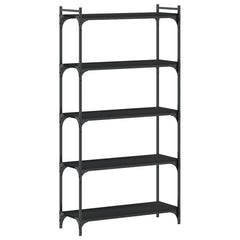 Bookcase Black Engineered wood 5-Tier Adjustable Feet