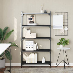 Bookcase Black Engineered wood 5-Tier Adjustable Feet