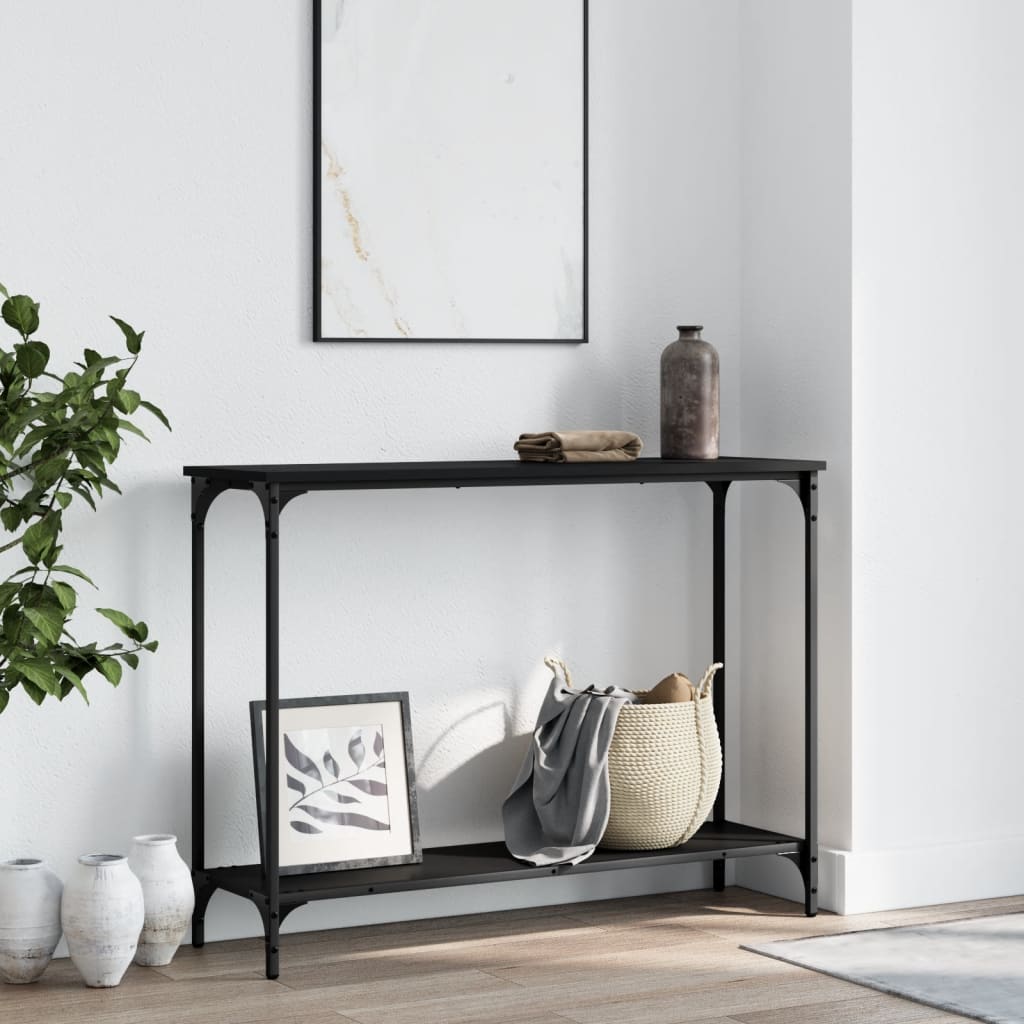 Console Table Black Engineered wood, Metal Standard