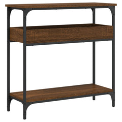 Console Table Brown Oak Engineered Wood, Metal Adjustable Feet