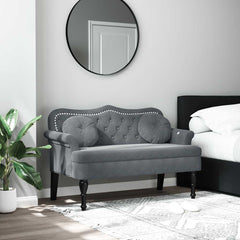 Bench Dark Grey Velvet (100% polyester), plywood, solid rubber wood