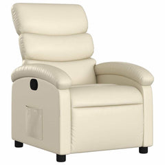 Recliner Chair Cream Faux leather with metal and plywood frame