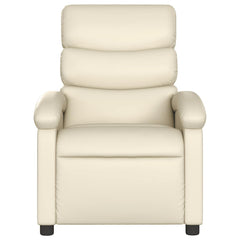 Recliner Chair Cream Faux leather with metal and plywood frame