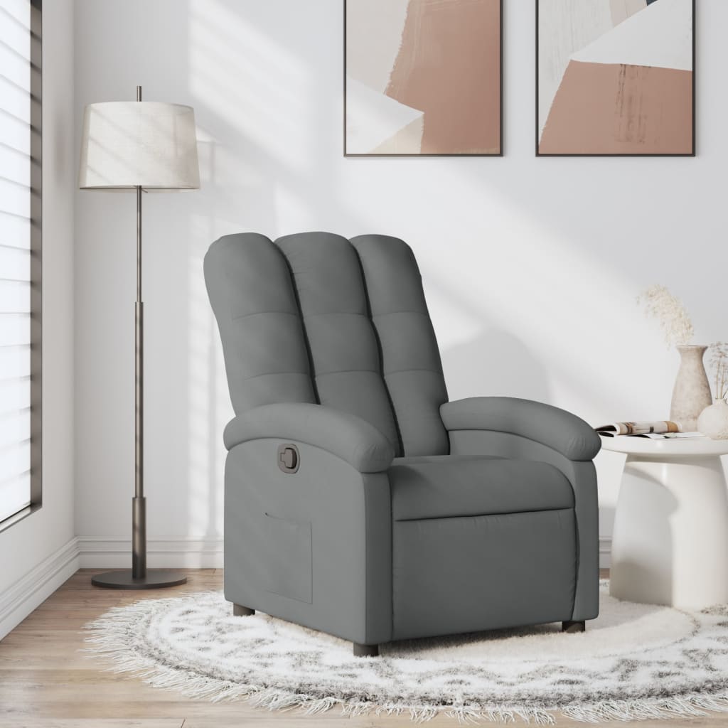 Recliner Chair Dark grey Polyester fabric, metal, plywood Large