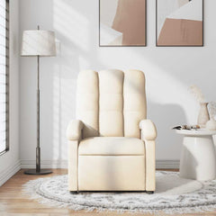 Massage Recliner Chair Cream Fabric (100% polyester), metal, plywood