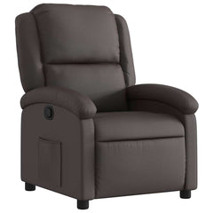 Recliner Chair Dark Brown Real leather, Metal, Plywood Medium