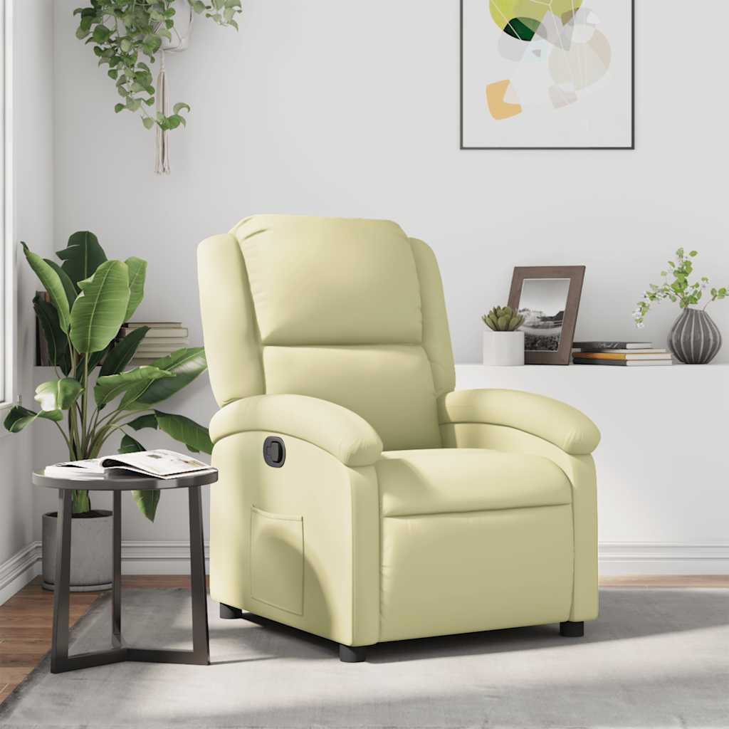 Recliner Chair Cream Genuine leather, metal, plywood Standard