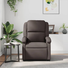 Massage Recliner Chair Dark Brown Real leather, metal, plywood