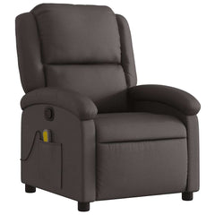 Massage Recliner Chair Dark Brown Real leather, metal, plywood