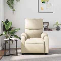 Massage Recliner Chair Cream Faux Leather, Metal, Plywood Single