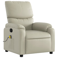 Massage Recliner Chair Cream Faux Leather, Metal, Plywood Single
