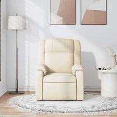 Massage Recliner Chair Cream Fabric (100% polyester), metal, plywood