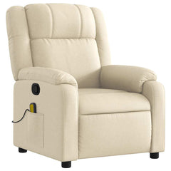 Massage Recliner Chair Cream Fabric (100% polyester), metal, plywood