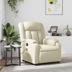 Massage Recliner Chair Cream Faux leather Large
